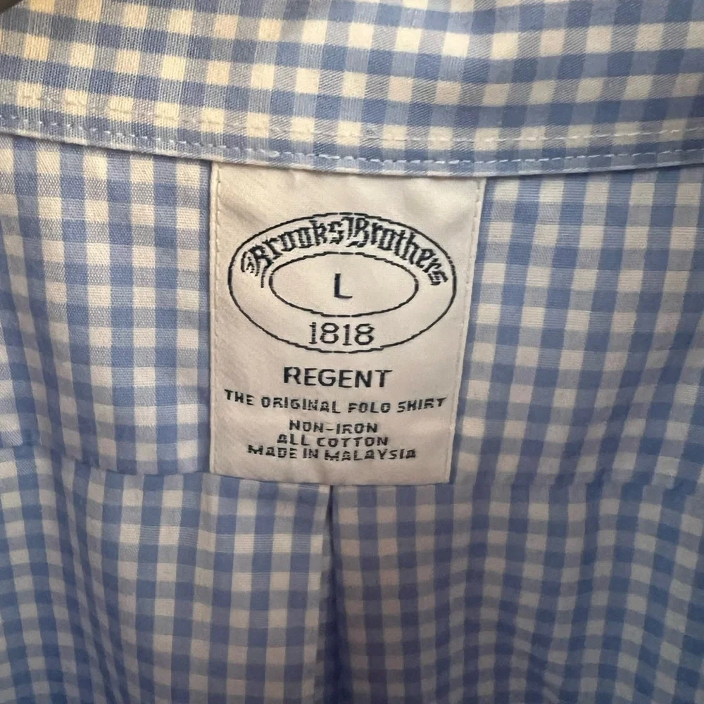 Brooks Brothers Light Blue Checked Button Down Regent Dress Shirt